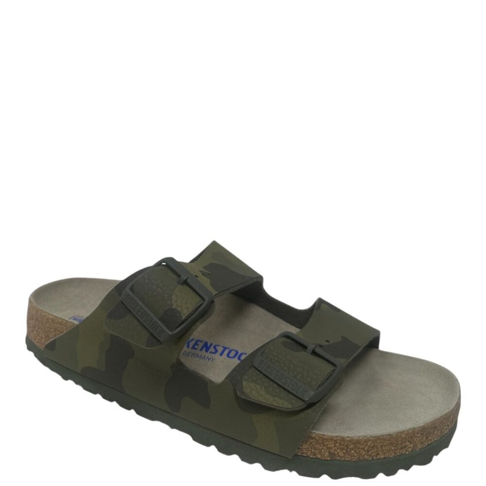 New Birkenstock Arizona Soft Footbed Birko-Flor Desert Storm Camo Green Clogs 9